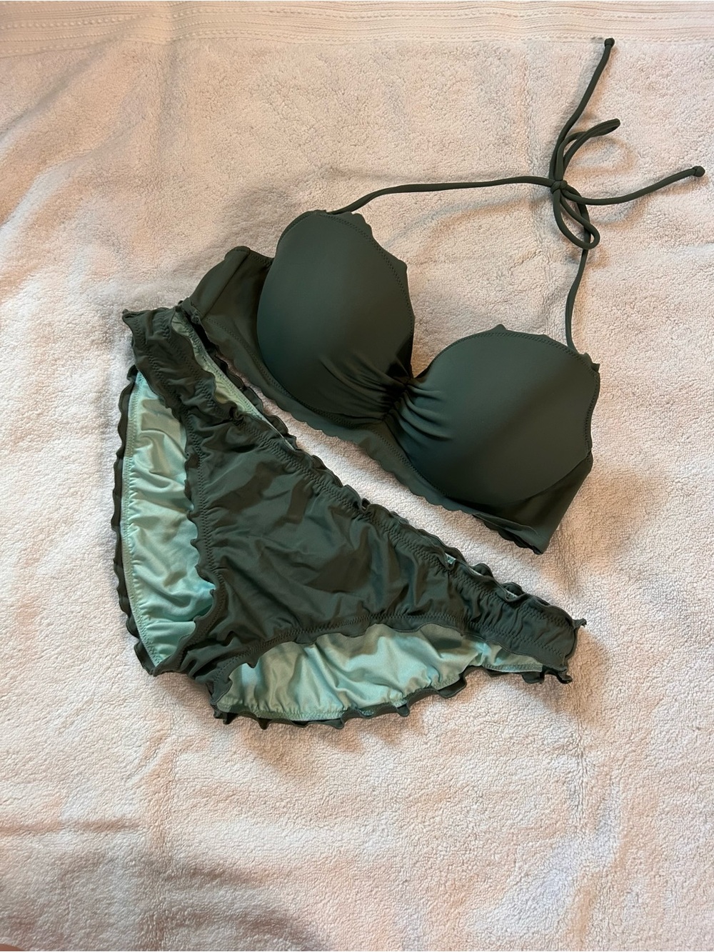 Victoria's Secret Olive Green Ruffle Bikini